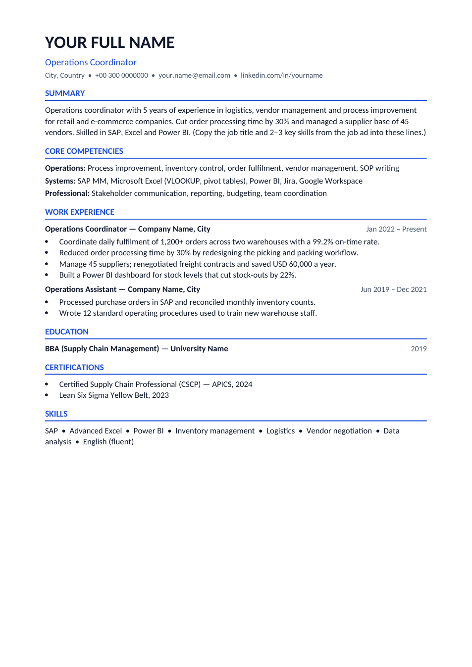ATS-Friendly Resume template preview