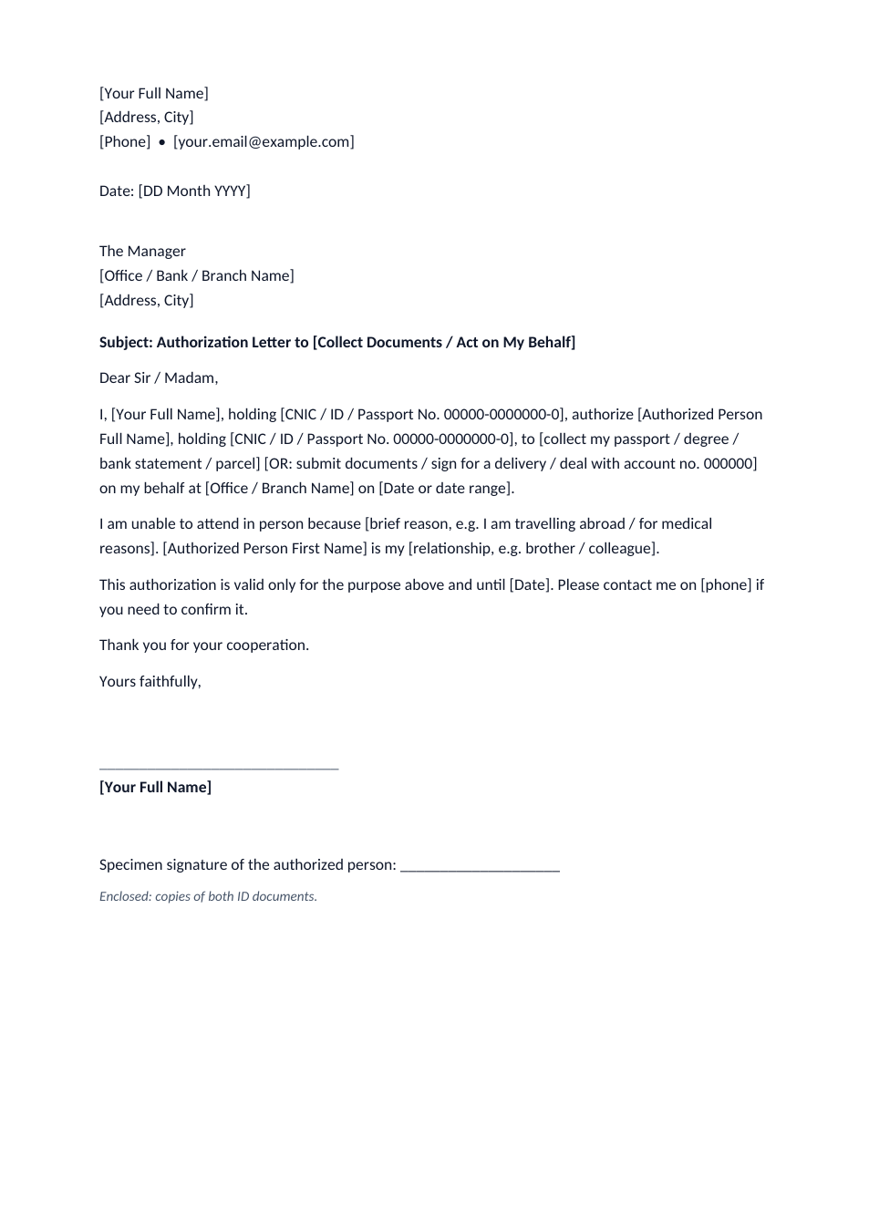 Authorization Letter template preview