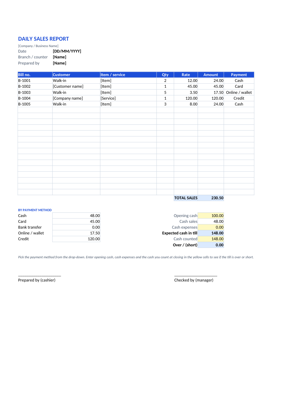Daily Sales Report template preview